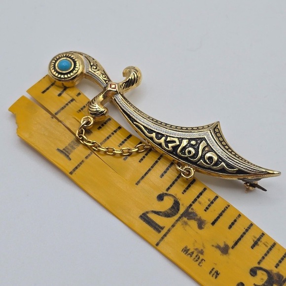 Sword Brooch Gold Tone Spain Jewelry - Picture 9 of 10